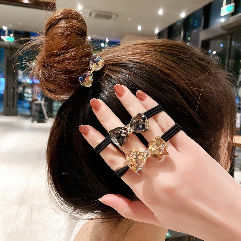 Ribbon Bow Gift - Rhinestone Bow Hair Ropes Set New
