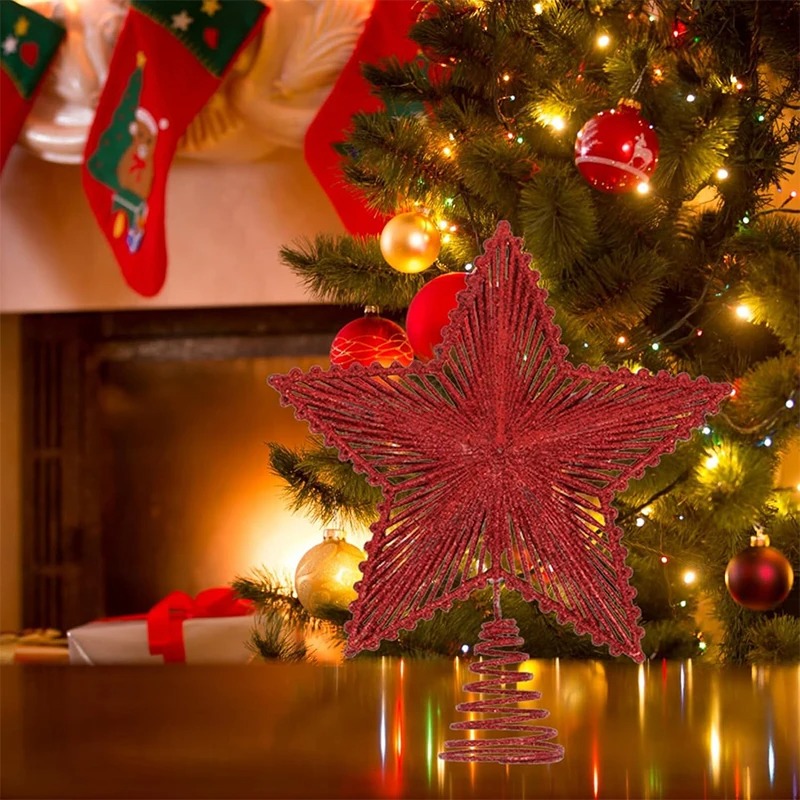 25cm Red Glitter Christmas Tre - đánh giá và giá Star Tree Topper