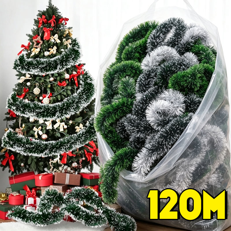 Green White Snow Christmas Tin - đánh giá và giá Tinsel Garland Decoration