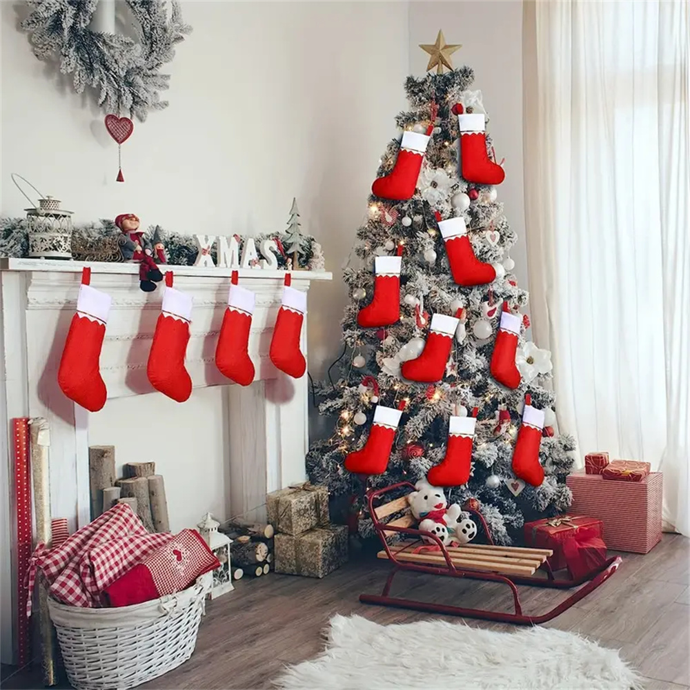 12pcs Red Felt Christmas Stock - đánh giá và giá Christmas Stocking Hanging