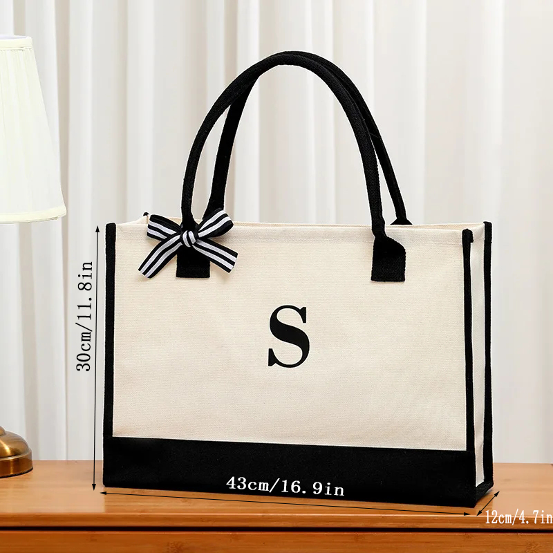 Simple canvas letter tote bag  - đánh giá và giá Ribbon Bow Gift