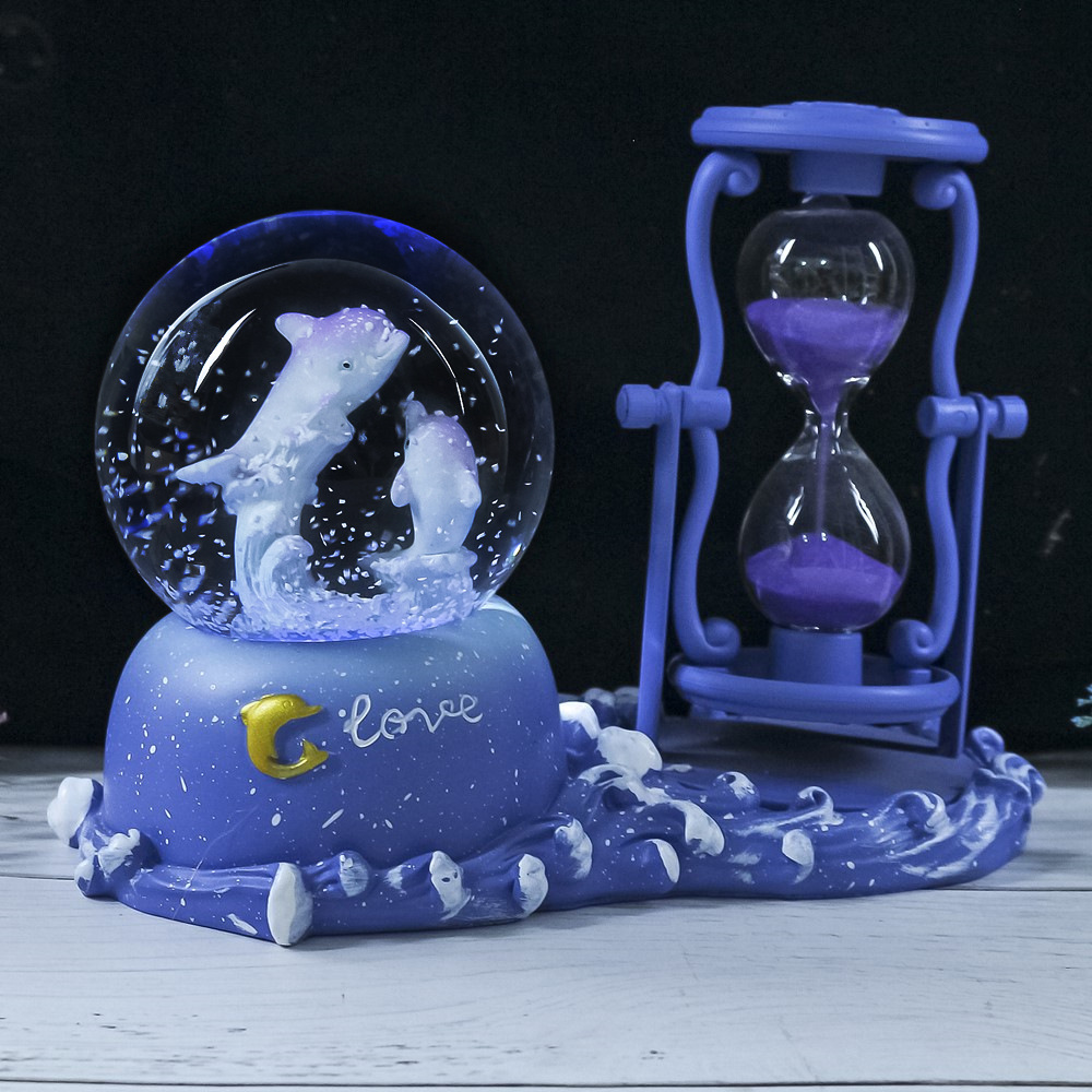Dolphin Hourglass Timer Crysta - đánh giá và giá Snow Globe Musical