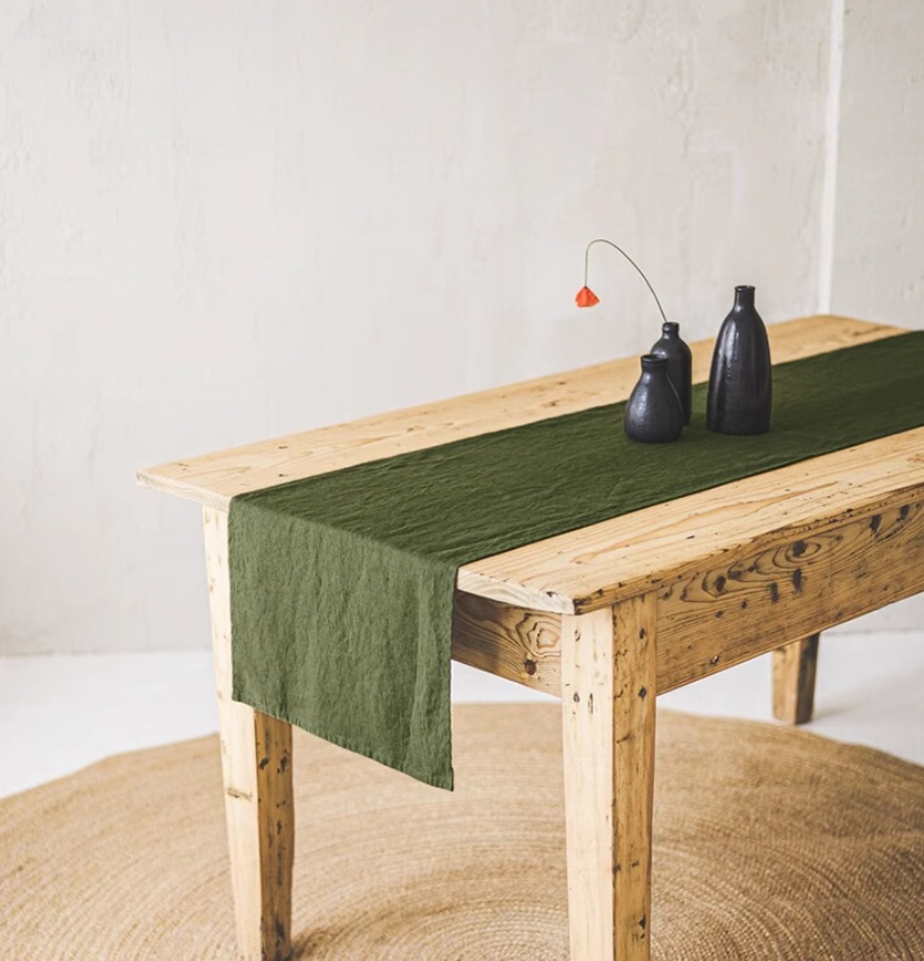 100% Linen Stone Washed Table  - đánh giá và giá Christmas Table Runner